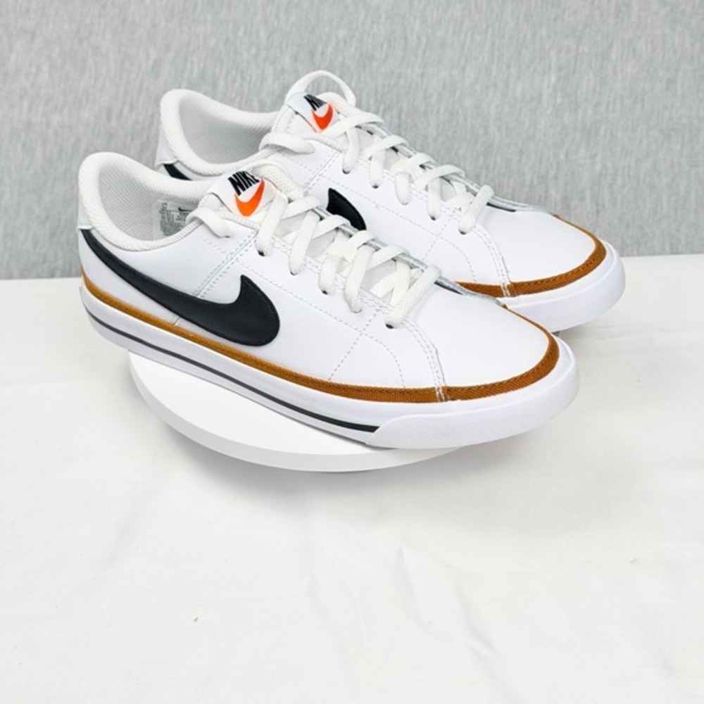 Nike Court Legacy White Black Brown Leather Sneakers DA5380-102 Kids Size 5Y‎ - Picture 2 of 9